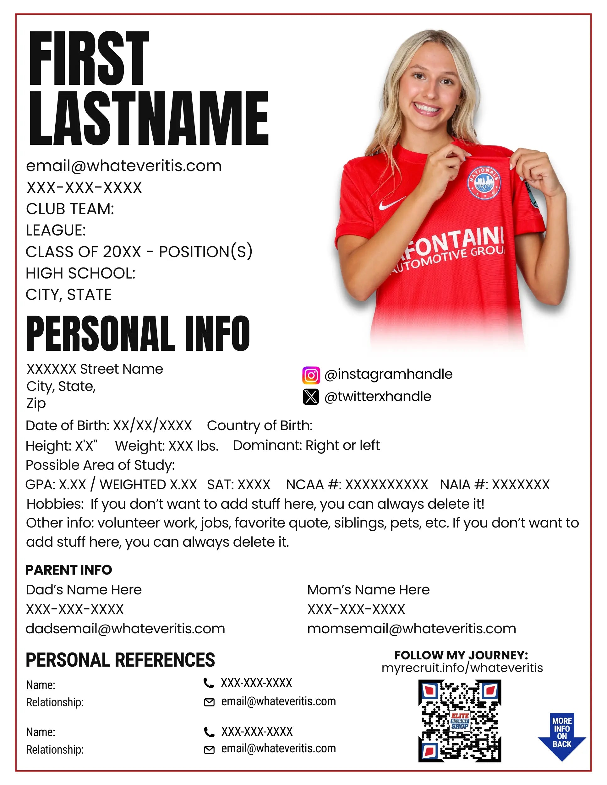 Nationals Athletic Resume