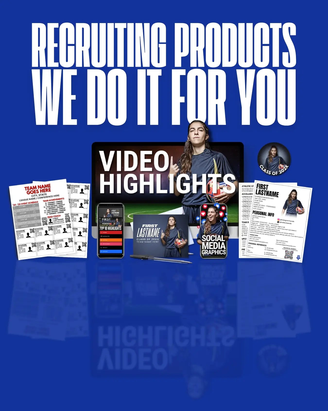 Load video: Video saying "College Recruiting Products - We do it for you!" Then shows the Elite Recruit Shop logo.