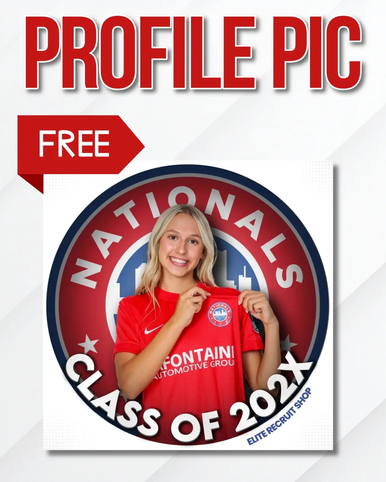 Sports recruiting profile pic graphic templates showing upcoming games social media design options for high school athletes.