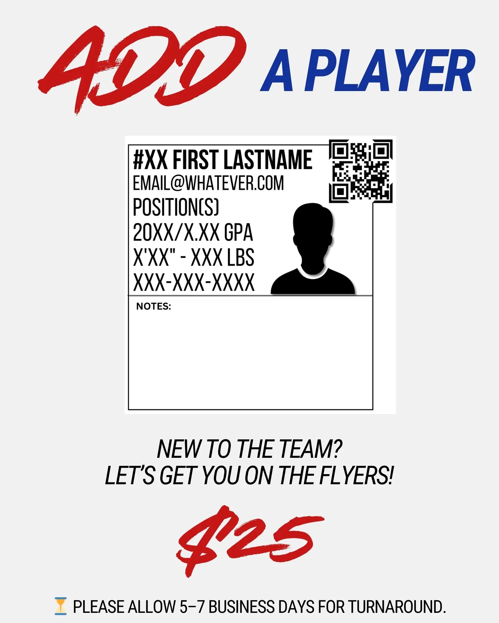 Recruit Flyer - Add a Player