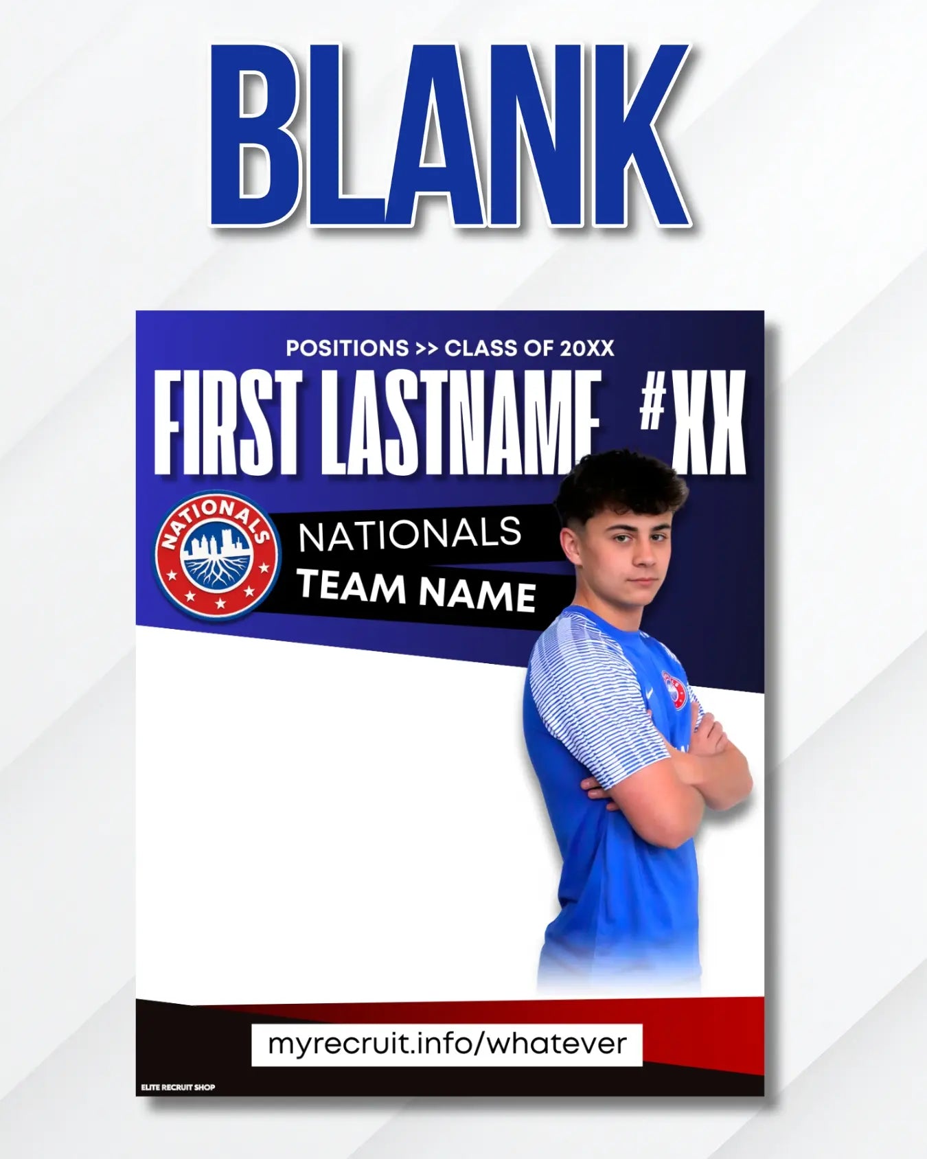 Sports recruiting blank multi purpose graphic templates showing upcoming games social media design options for high school athletes.